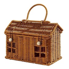 Imitation Rattan House Shaped Basket with Lid, Decorative Hand Woven Shelf9348 picture