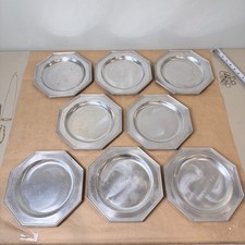 Vintage RWP Wilton Armetale Pewter Octagon Charger Plates,  9