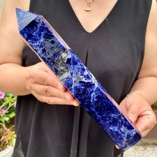2.2LB Rare blue patterned stone pillar obelisk energy picture