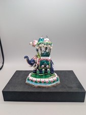 Vintage Indian Silver Meenakari Enamel Howdah Elephant Figurine Royal Procession picture