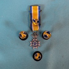 Antique Netherlands Order Orange-Nassau Knight Miniature Hallmarked w Rosettes picture