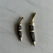 Vintage Nepalese Gurkha 2 Miniature Kukri Knife With Sheath Decor Collectable picture