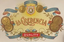 Antique 1900s - 1920s 🪙 La Credencia Gold Embossed Cigar Label picture