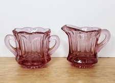 Vintage PINK Imperial Old Williamsburg Cream & Sugar UV REACTIVE Amberina Glow picture