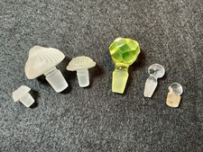 Antique Early Perfume Bottle Stoppers - Lot Of 6 - 3 Possible Lalique - 1 Yellow picture