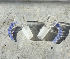1 Pair of Premium 14mm Blue Horn Bowl Holder Thick Glass Made built-in screen picture