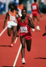 Carl Lewis Of The Usa In Action Athletics 1983 W/C Photo picture
