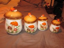 Vtg Merry Mushroom Set of 4 Canister w/Lids Sears & Roebuck 1978 Japan CLEAN picture