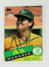 Jackie Moore Autographed Baseball Card 1985 Oakland A's picture