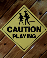 Caution Children Kids Playing Yellow Crossing Sign Novelty Xing Road Warning picture