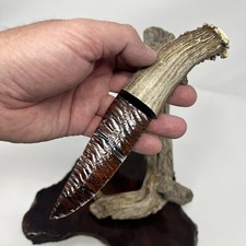 Beautiful Obsidian Mule Deer Antler Knife Display 10/10 Flaking Flint Knapping picture