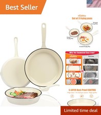 Elegant 3-Piece Enameled Cast Iron Skillet Set, 8