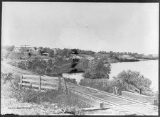 Janesville Wisconsin Rock River C&NW Ry Railroad Tracks 1907 Young Man picture
