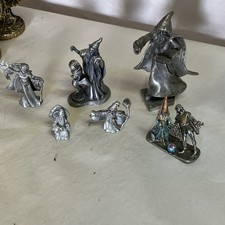 Vintage Pewter Wizard Figurines Lot Of 6 picture