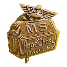 1960s MS Hope Chest Lapel Pin Badge National Multiple Sclerosis Society Vintage picture