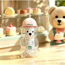 Starbucks Bearista Bear Cup Soccer Football All Pink Topper Glass Cup NEW 2026 picture