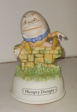 Vintage 80's Humpty Dumpty Music Box Ceramic Rotating Japan Working Nursery picture