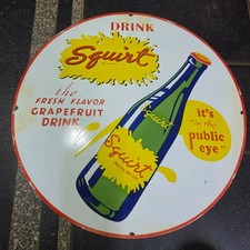 DRINK SQUIRT PORCELAIN ENAMEL SIGN 29 X 29 INCHES picture