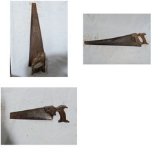 Lot of 4 Vintage Antique Hand Saws 26 in Blade Crosscut Carved Wood Handle Tote picture