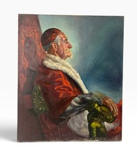 Portrait of Seated Elder in Red Robe with Small Figure picture