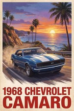 1968 Chevrolet Camaro Car Vintage Style Repro Print Poster 13x19 picture