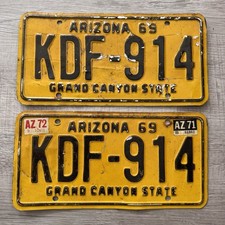 1969-72 ARIZONA AZ LICENSE PLATE TAG “KDF-914” – ANTIQUE, Vintage; Grand Canyon picture