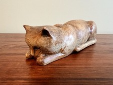 VTG Wood Hand Carved OOAK Folk Art Cat 7” Signed HB for Hope Brown Brasstown NC picture