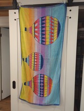 Vintage 80s Mc Cartty Terry Hot Air Balloon Beach Bath Towel Rainbow Reversible picture