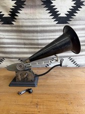 Antique Music Phonograph w/Horn Cast Base Open Table Top picture