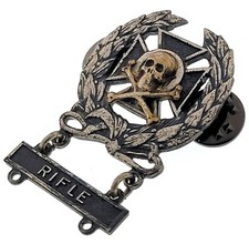 Expert Sniper Skull Badge Rifle Bar Pin Military US Army Insignia Marksman Medal picture