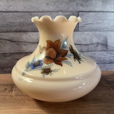 Vintage GWTW Custard Milk Glass Hand Painted Floral Student Lamp Shade 3