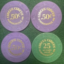 Circus Circus Casino Chips lot of 4 Collectible Set $0.50 NVC25 Chips picture