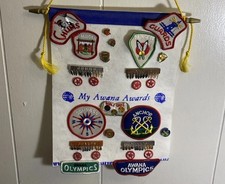 Vintage My Awana Awards Chums Guards charms Pins Patches Bible Quiz Religious picture