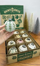 12 Shiny Brite  Christmas Ornaments - Unsilvered Vintage Crocheted -1940-1950's picture