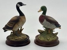 Vintage Andrea by Sadek Canada Goose Mallard Duck Figurines Japan Wood Bases picture