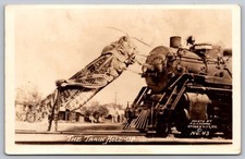 c1935 Giant Grasshopper The Train Hold-Up Garden City Kansas KS Conard RPPC picture