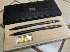CROSS CLASSIC MATTE BLACK PEN SET BALL POINT & PENCIL 2501 VINTAGE NEW IN BOX picture