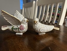 Vintage Cloisonne Wedding Doves Set/2 picture