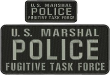 U S MARSHAL POLICE F TASK FORCE EMB PATCH4.75X11  2x5 HOOK ON BACK /BACK/gray picture