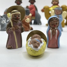 VTG SET 12 Retro 70’s ARTESANIA Mini HandPainted Mud People Nativity Figurines picture