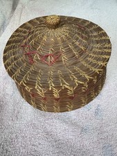 Antique Vintage 1940’s - 1950’s Miami Dade Seminole Medium Basket and Lid picture