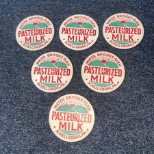 6 VTG Antique MILK BOTTLE CAP Water Brooks Farm Schellsburg Pa Pennsylvania New picture