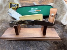 Buck 500 Knife With Stag Handle Stainless Blade & Leather Sheath Mint In Box 