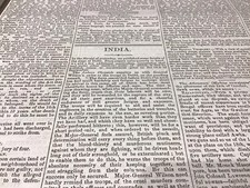 Antique Newspaper 1857 Indian War Rajah Lonee Singh Letter Rajapootana Gwalior picture