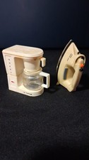 Vintage set of 2 refrigerator magnets iron and coffee pot picture