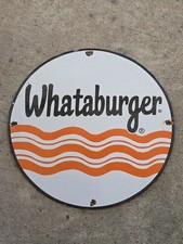 VINTAGE WHATABURGER PORCELAIN SIGN FAST FOOD RESTAURANT CORPUS CHRISTI, TX 12