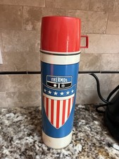Vintage 1975 Stars & Stripes King Seely Thermos Co With Red Lid Complete MCM picture