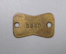 Early Antique 1924 Lancaster Co, PA Dog Tax License #5840 Shape Good Cond. picture