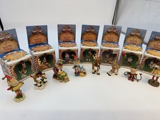 Enesco's Santa’s North Pole Village 8  Elves And Reindeer.  Enesco, 3” Tall. picture