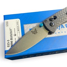 Benchmade 533-3 Mini Bugout S90V Carbon Fiber AXIS Satin Plain Edge EDC Knife picture